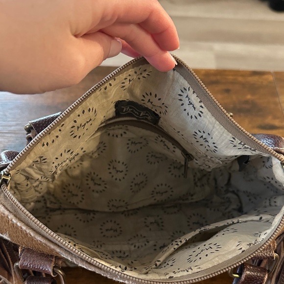 Myra Brown and Cream Fringe Handbag - Picture 4 of 9